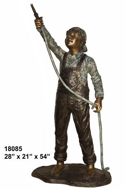 Boy Watering the Lawn Boy Watering the Lawn